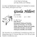 Traueranzeige Gisela Hillert, geb. Schultka