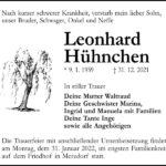 Traueranzeige Leonhard Hühnchen