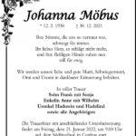 Traueranzeige Johanna Möbus