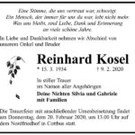 Traueranzeige Reinhard Kosel