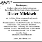 Danksagung Dieter Mickisch