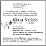 Traueranzeige Klaus Nerlich