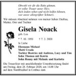 Traueranzeige Gisela Noack, geb. Lux