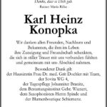 Danksagung Karl Heinz Konopka