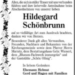 Danksagung Hildegard Schönbrunn