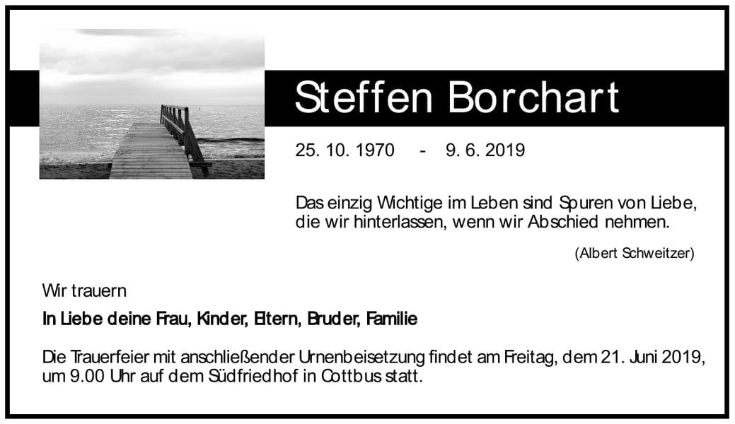 Traueranzeige Steffen Borchart