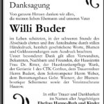 Danksagung Willi Buder