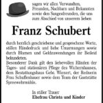 Danksagung Franz Schubert