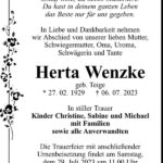 Traueranzeige Herta Wenzke, geb. Teige