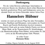 Danksagung Hannelore Hübner