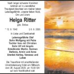 Traueranzeige Helga Ritter, geb. Ströse