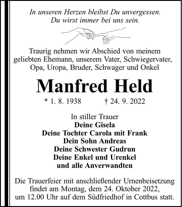 Traueranzeige Manfred Held