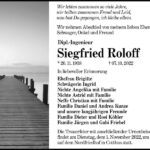 Traueranzeige Dipl.-Ing. Siegfried Roloff