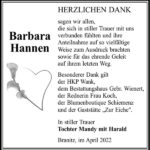 Danksagung Barbara Hannen