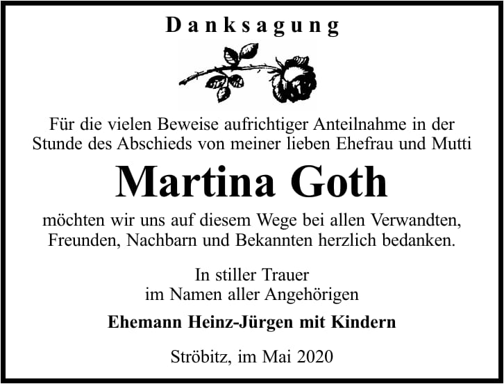 Danksagung Martina Goth