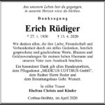 Danksagung Erich Rüdiger