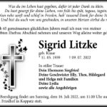 Traueranzeige Sigrid Litzke, geb. Klaue