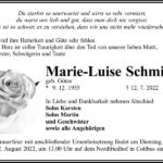Traueranzeige Marie-Luise Schmidt, geb. Götze