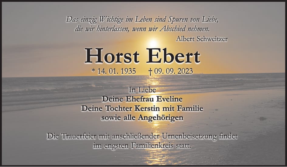 Traueranzeige Horst Ebert