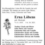 Traueranzeige Erna Löbens, geb. Mustroph