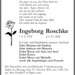 Traueranzeige Ingeborg Roschke