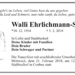 Traueranzeige Walli Ehrlichmann-Stahlhut