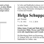 Traueranzeige Helga Schuppan geb. Trzenski