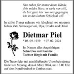 Traueranzeige Dietmar Piel