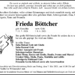 Traueranzeige Frieda Böttcher, geb. Greschke