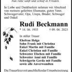 Traueranzeige Rudi Beckmann