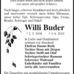 Traueranzeige Willi Buder