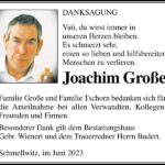 Danksagung Joachim Große