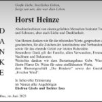 Danksagung Horst Heinze