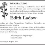 Danksagung Edith Ladow