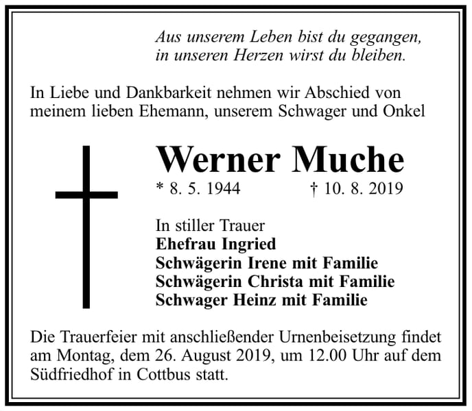 Traueranzeige Werner Muche