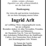 Danksagung Ingrid Arlt