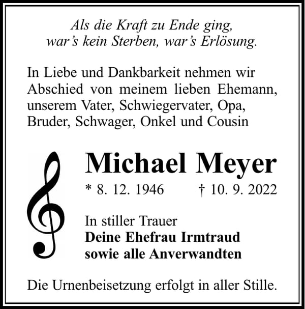 Traueranzeige Michael Meyer