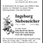 Traueranzeige Ingeborg Siebeneicher