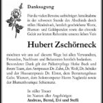 Danksagung Hubert Zschörneck