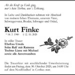 Traueranzeige Kurt Finke