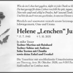 Traueranzeige Helene „Lenchen“ Jurk