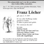 Traueranzeige Franz Löcher