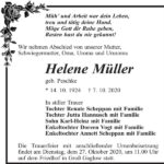 Traueranzeige Helene Müller, geb. Peschke