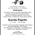 Danksagung Karola Papritz