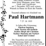 Traueranzeige Paul Hartmann