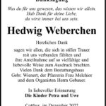 Danksagung Hedwig Weberchen