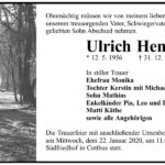 Traueranzeige Ulrich Henke