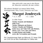 Traueranzeige Margot Jendreyek