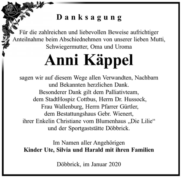 Danksagung Anni Käppel