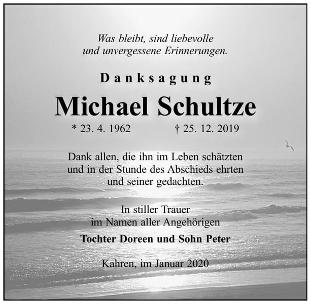 Danksagung Michael Schultze